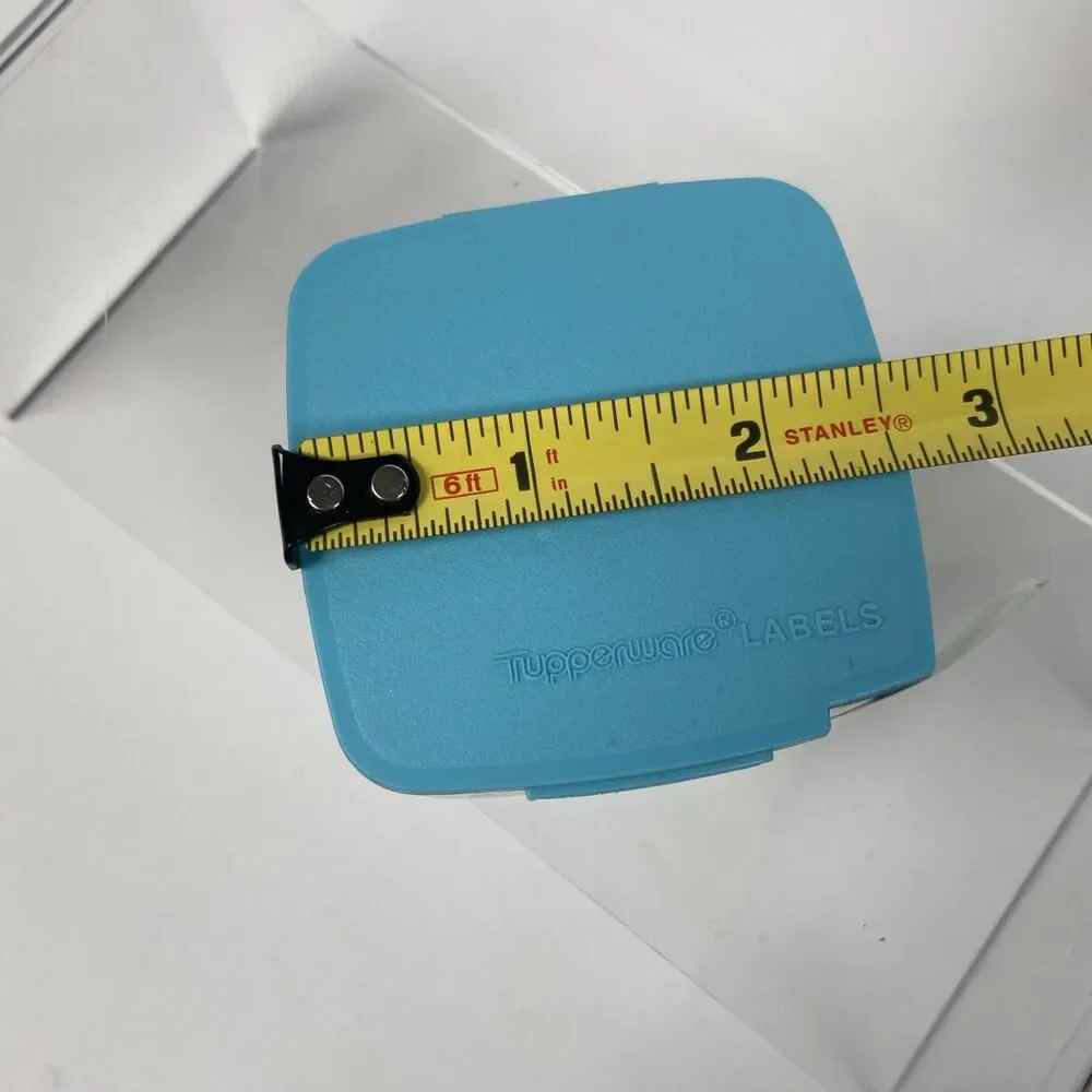 Tupperware Vintage Label Dispenser with Roll of Freezer Labels Blue Aqua